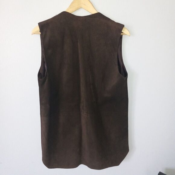 Gabbys 100% Brown Suede Leather Vest-Large-Lined-Pockets-Western-Boho-Rodeo - Picture 5 of 9